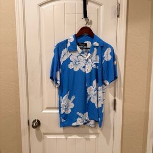 Favant small Blue Hibiscus Men's Casual Shirt